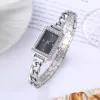 Wholesale of high-end ladies' quartz watches with a new cross-border square alloy bracelet and diamond-encrusted dial Item Picture